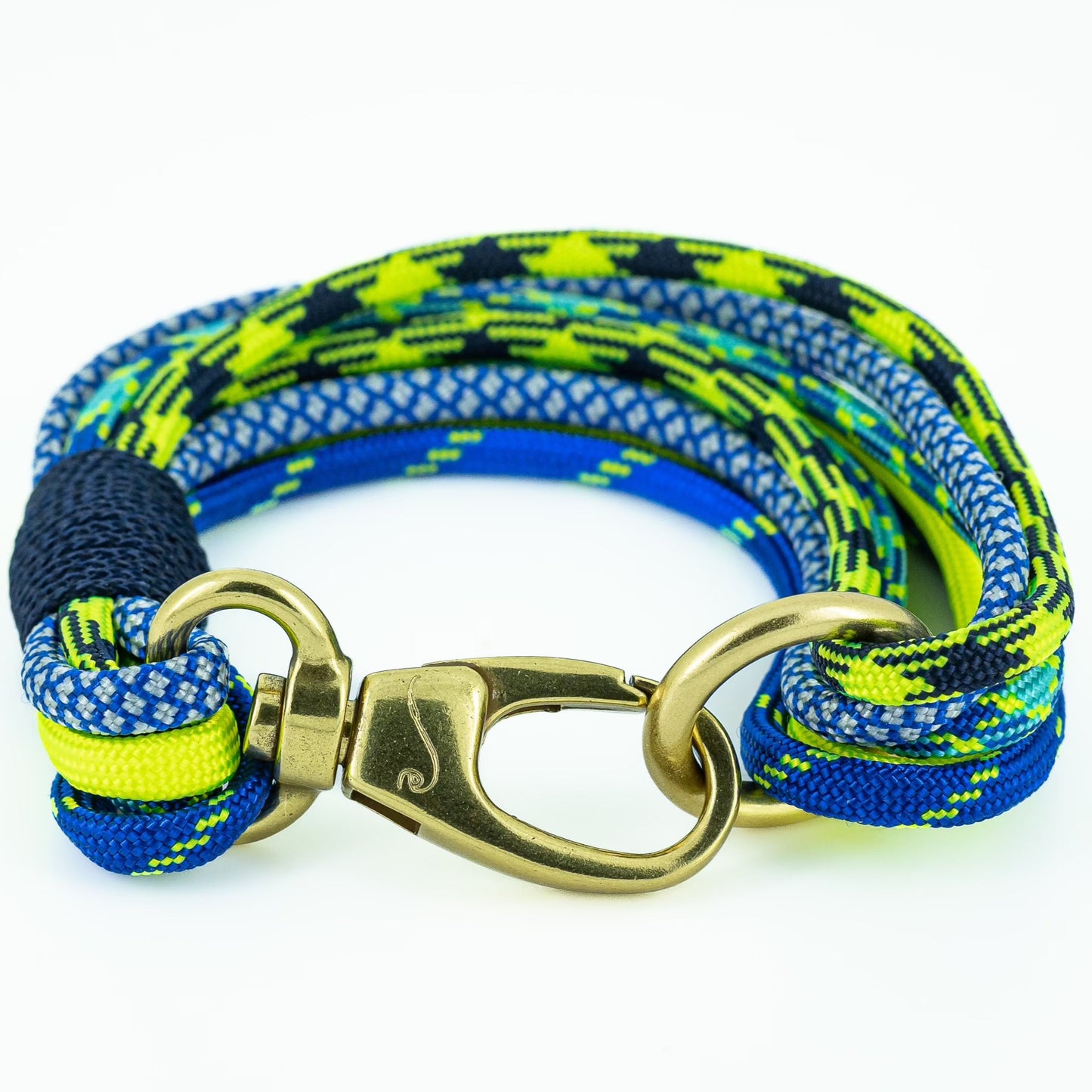 navy blue and yellow paracord nautical rope bracelet with brass clasp