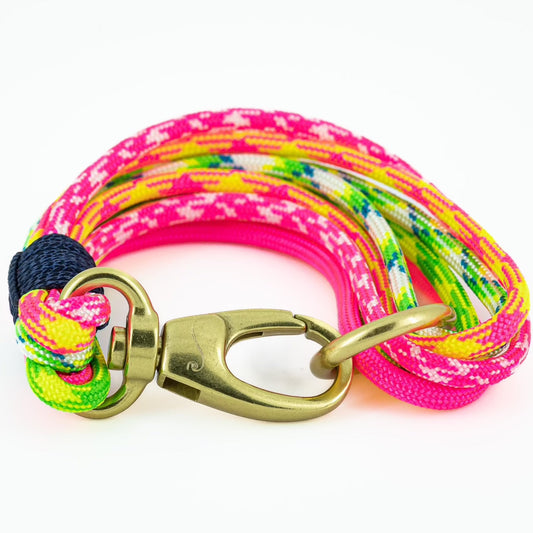 pink paracord nautical rope bracelet with brass clasp